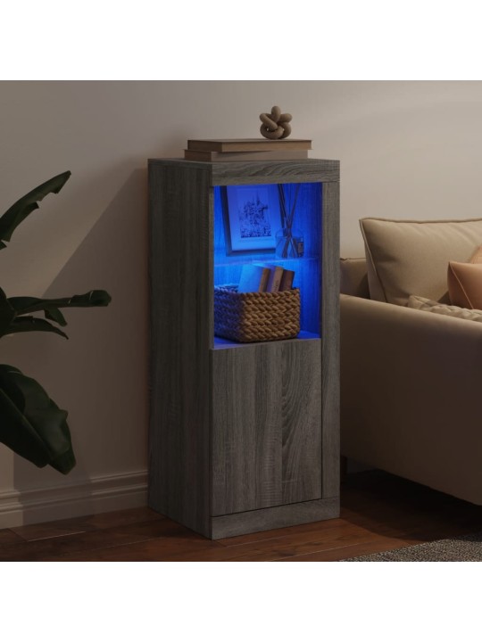 Kumode ar led lampiņām, pelēka ozolkoka krāsa, 41x37x100 cm