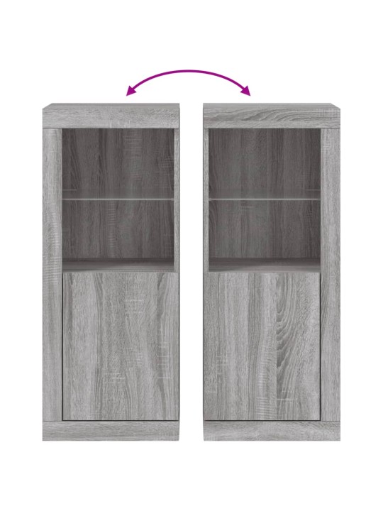 Kumode ar led lampiņām, pelēka ozolkoka krāsa, 41x37x100 cm