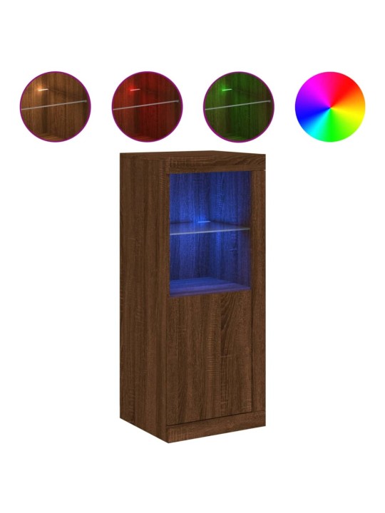 Kumode ar led lampiņām, brūna koka krāsa, 41x37x100 cm