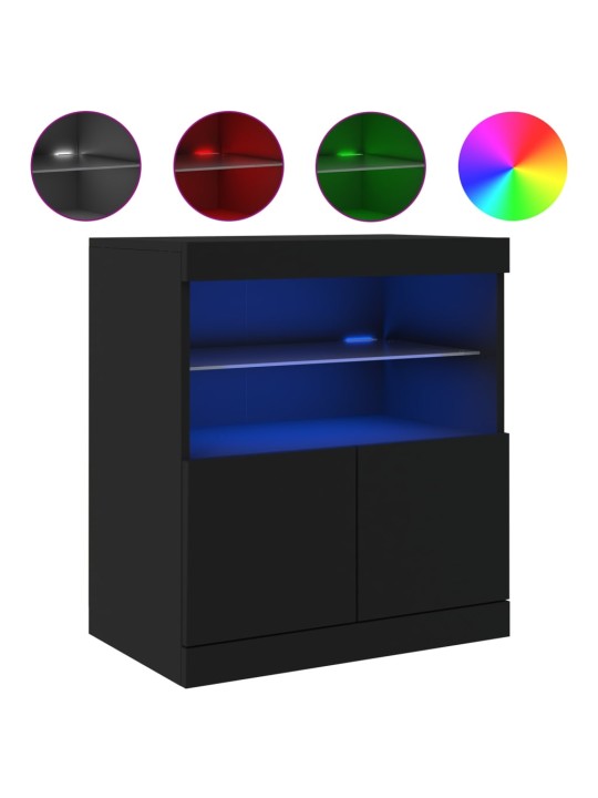 Kumode ar led lampiņām, melna, 60x37x67 cm