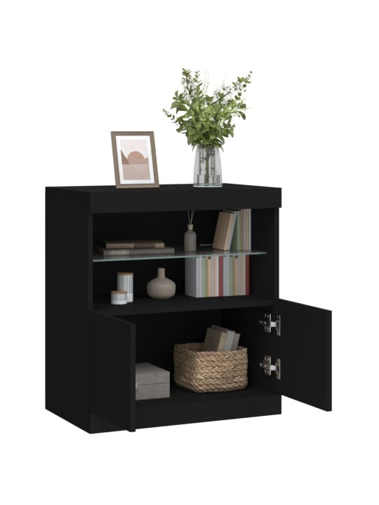 Kumode ar led lampiņām, melna, 60x37x67 cm