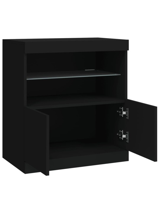 Kumode ar led lampiņām, melna, 60x37x67 cm