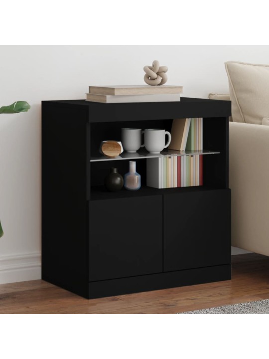 Kumode ar led lampiņām, melna, 60x37x67 cm