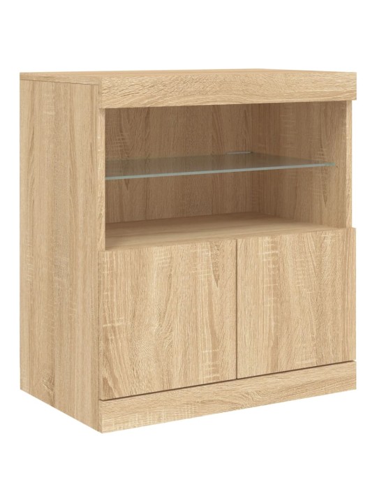Kumode ar led lampiņām, ozolkoka krāsa, 60x37x67 cm