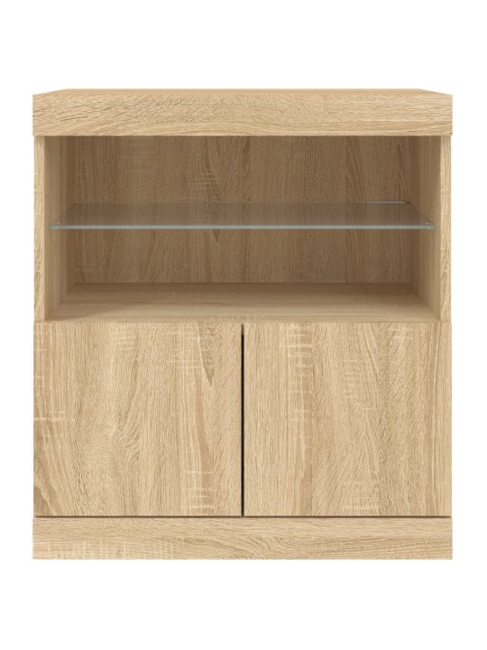 Kumode ar led lampiņām, ozolkoka krāsa, 60x37x67 cm