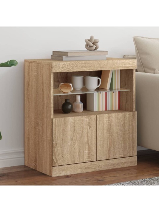 Kumode ar led lampiņām, ozolkoka krāsa, 60x37x67 cm
