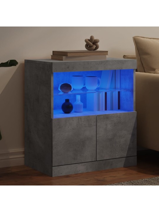 Kumode ar led lampiņām, betona pelēka, 60x37x67 cm