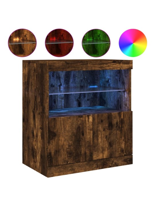 Kumode ar led lampiņām, ozolkoka krāsa, 60x37x67 cm