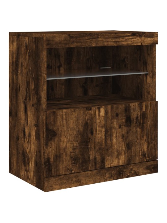 Kumode ar led lampiņām, ozolkoka krāsa, 60x37x67 cm