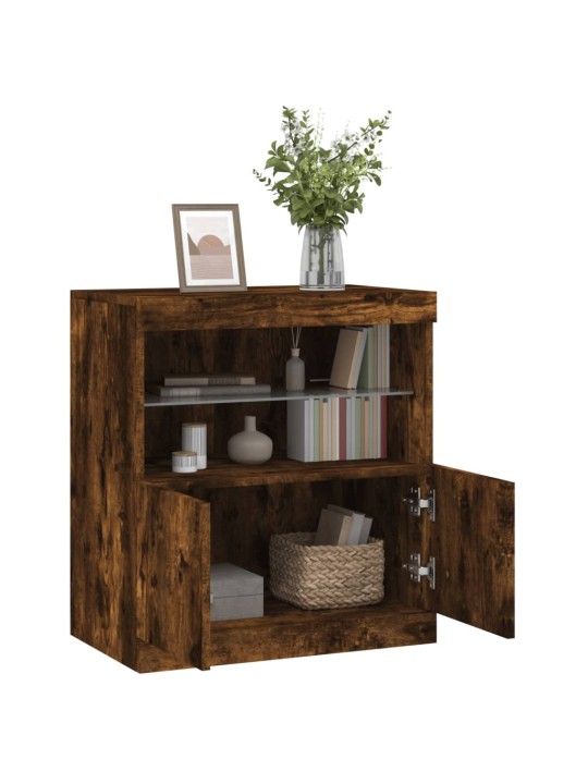 Kumode ar led lampiņām, ozolkoka krāsa, 60x37x67 cm