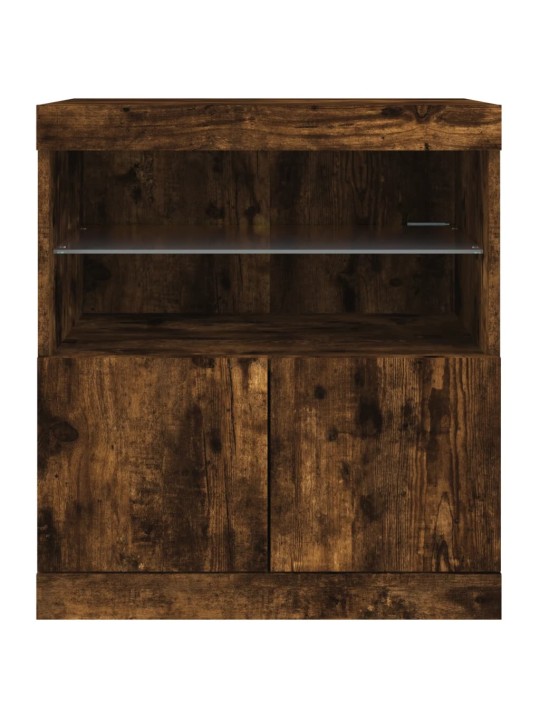 Kumode ar led lampiņām, ozolkoka krāsa, 60x37x67 cm
