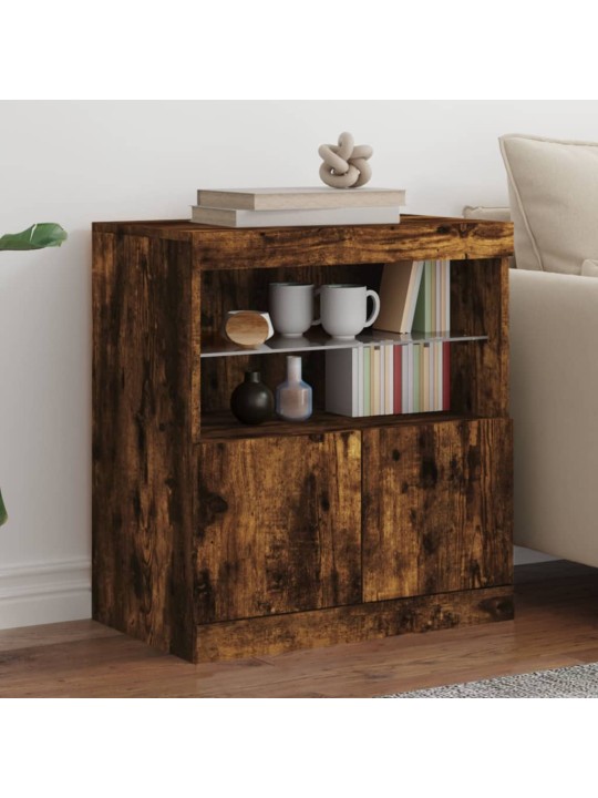 Kumode ar led lampiņām, ozolkoka krāsa, 60x37x67 cm