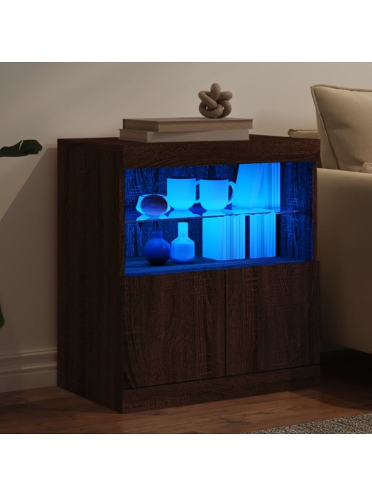 Kumode ar led lampiņām, brūna koka krāsa, 60x37x67 cm