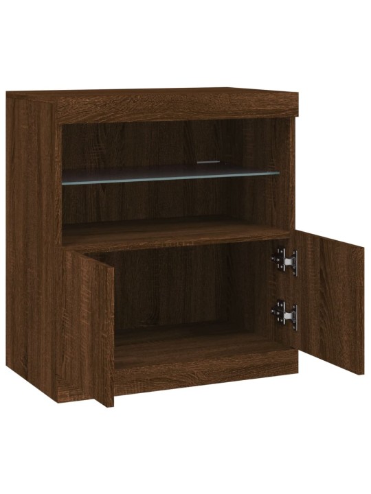 Kumode ar led lampiņām, brūna koka krāsa, 60x37x67 cm