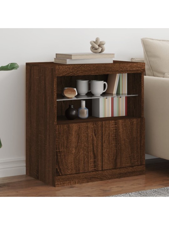 Kumode ar led lampiņām, brūna koka krāsa, 60x37x67 cm