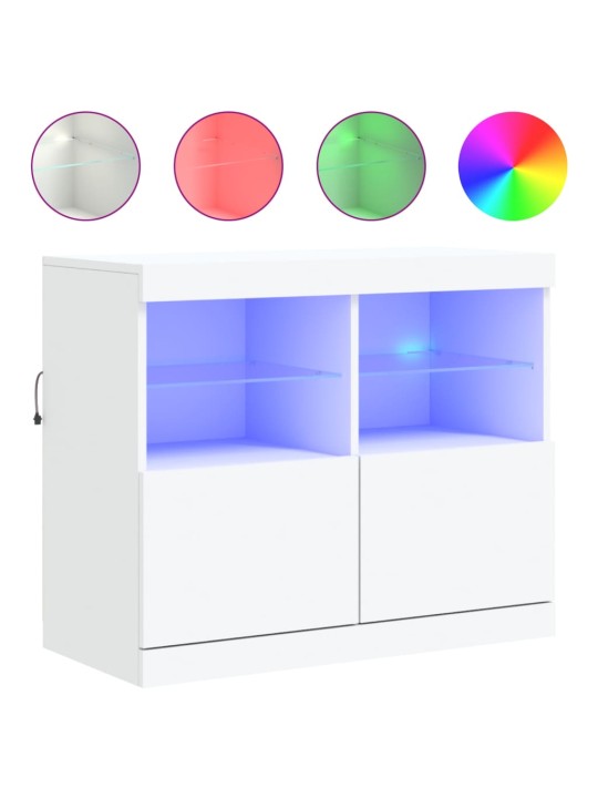 Kumode ar led lampiņām, balta, 81x37x67 cm