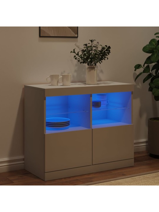 Kumode ar led lampiņām, balta, 81x37x67 cm