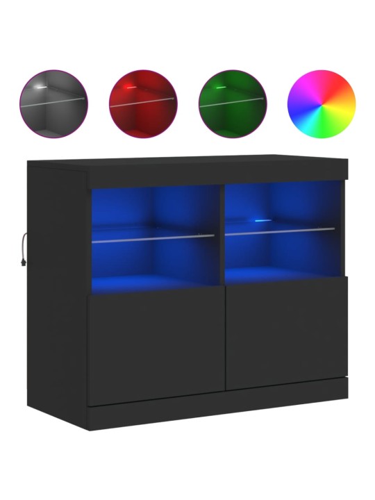 Kumode ar led lampiņām, melna, 81x37x67 cm
