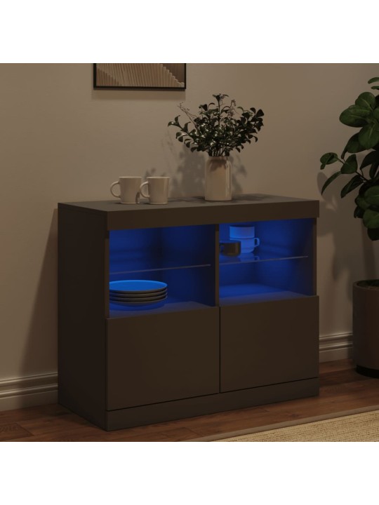 Kumode ar led lampiņām, melna, 81x37x67 cm