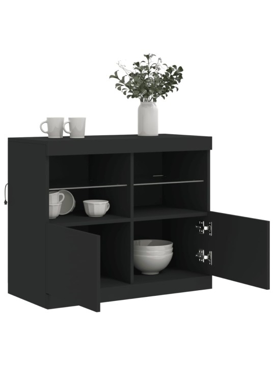 Kumode ar led lampiņām, melna, 81x37x67 cm