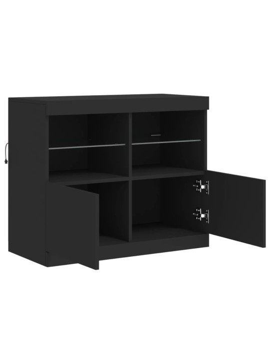 Kumode ar led lampiņām, melna, 81x37x67 cm