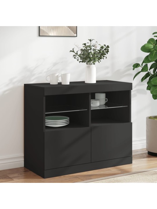 Kumode ar led lampiņām, melna, 81x37x67 cm