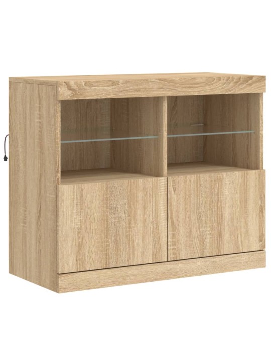 Kumode ar led lampiņām, ozolkoka krāsa, 81x37x67 cm