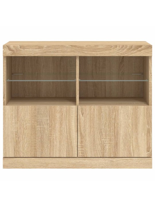 Kumode ar led lampiņām, ozolkoka krāsa, 81x37x67 cm