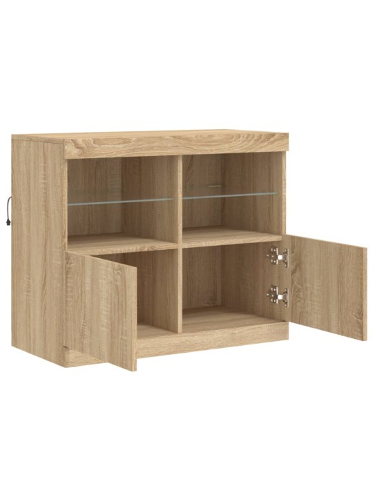 Kumode ar led lampiņām, ozolkoka krāsa, 81x37x67 cm