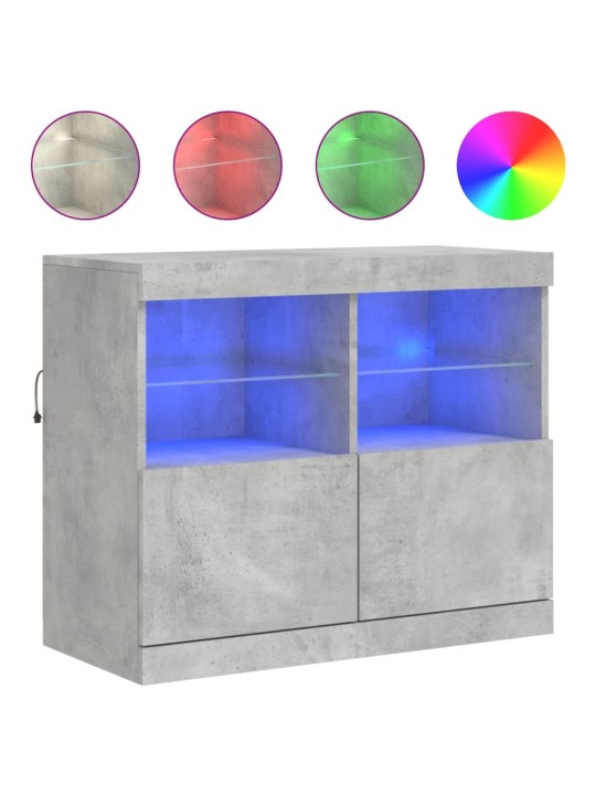 Kumode ar led lampiņām, betona pelēka, 81x37x67 cm
