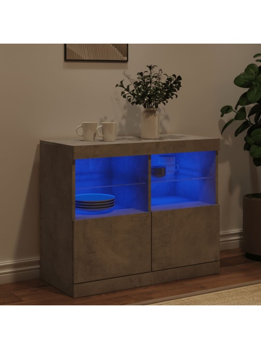 Kumode ar led lampiņām, betona pelēka, 81x37x67 cm