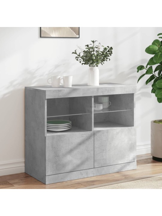 Kumode ar led lampiņām, betona pelēka, 81x37x67 cm