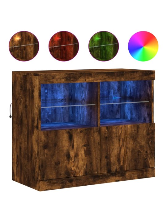 Kumode ar LED lampiņām, ozolkoka krāsa, 81x37x67 cm