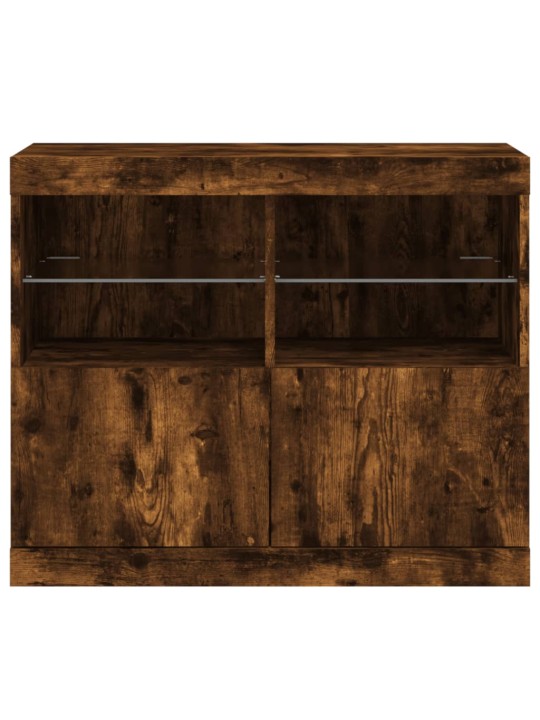 Kumode ar LED lampiņām, ozolkoka krāsa, 81x37x67 cm
