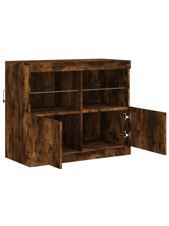 Kumode ar LED lampiņām, ozolkoka krāsa, 81x37x67 cm