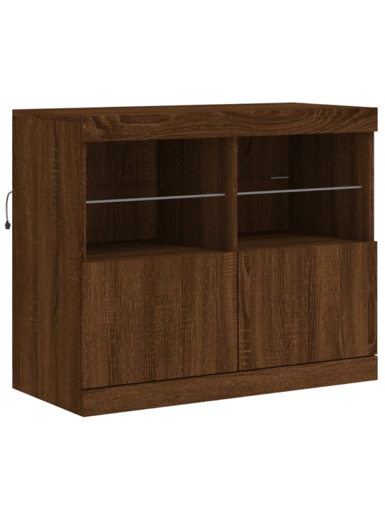 Kumode ar led lampiņām, brūna koka krāsa, 81x37x67 cm