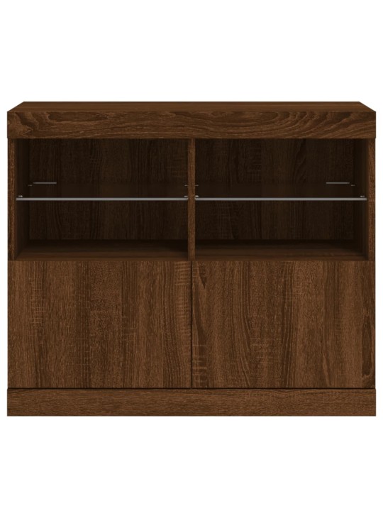 Kumode ar led lampiņām, brūna koka krāsa, 81x37x67 cm