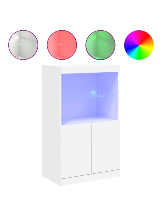 Kumode ar led lampiņām, balta, 60,5x37x100 cm