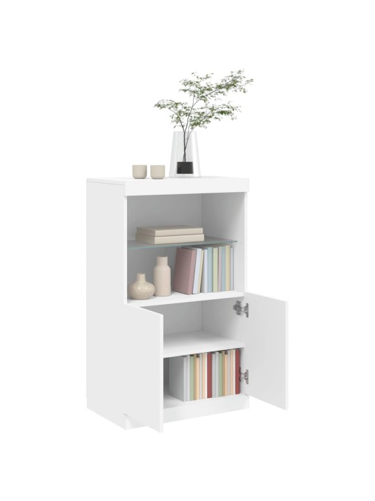 Kumode ar led lampiņām, balta, 60,5x37x100 cm