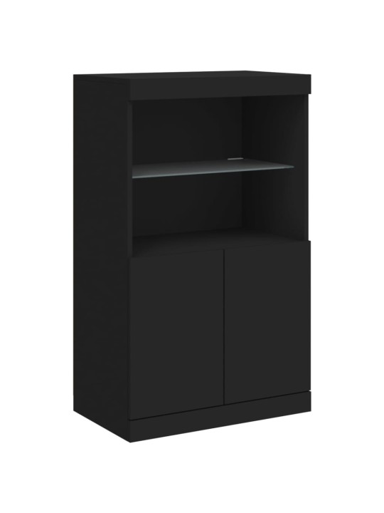 Kumode ar led lampiņām, melna, 60,5x37x100 cm