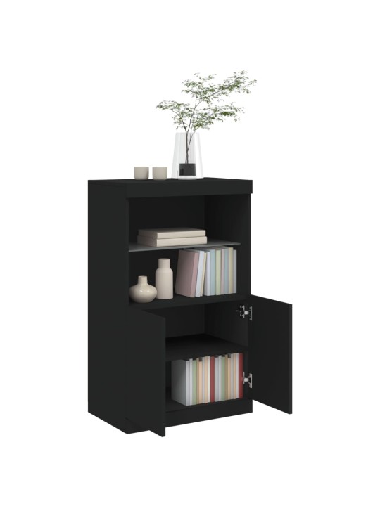 Kumode ar led lampiņām, melna, 60,5x37x100 cm