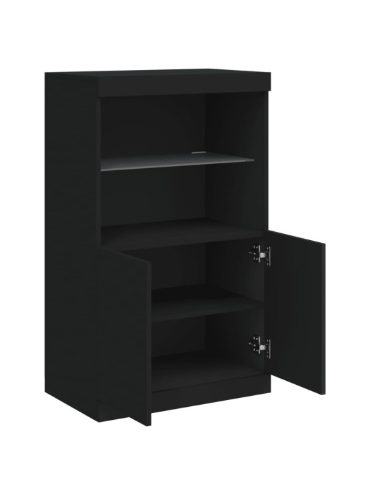 Kumode ar led lampiņām, melna, 60,5x37x100 cm