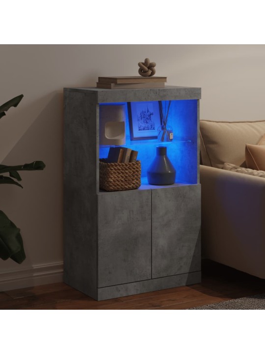 Kumode ar led lampiņām, betona pelēka, 60,5x37x100 cm
