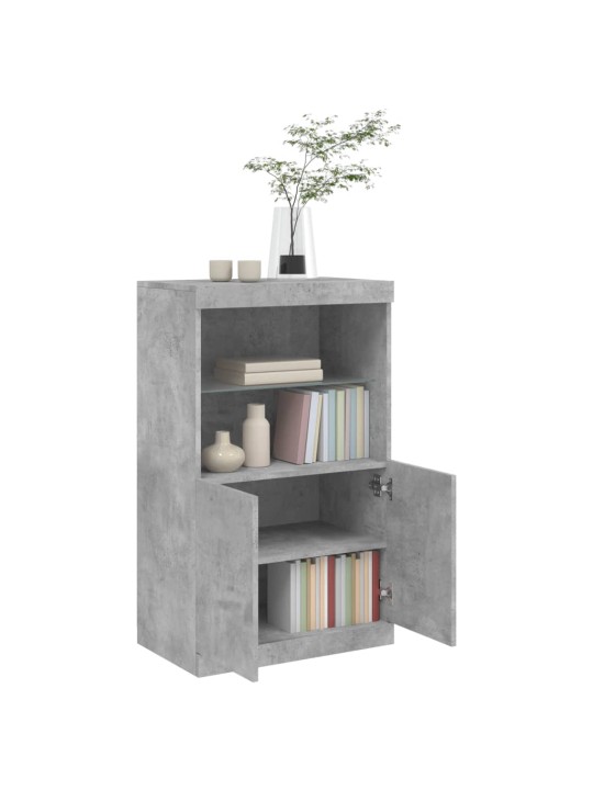 Kumode ar led lampiņām, betona pelēka, 60,5x37x100 cm