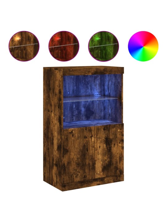 Kumode ar led lampiņām, ozolkoka krāsa, 60,5x37x100 cm
