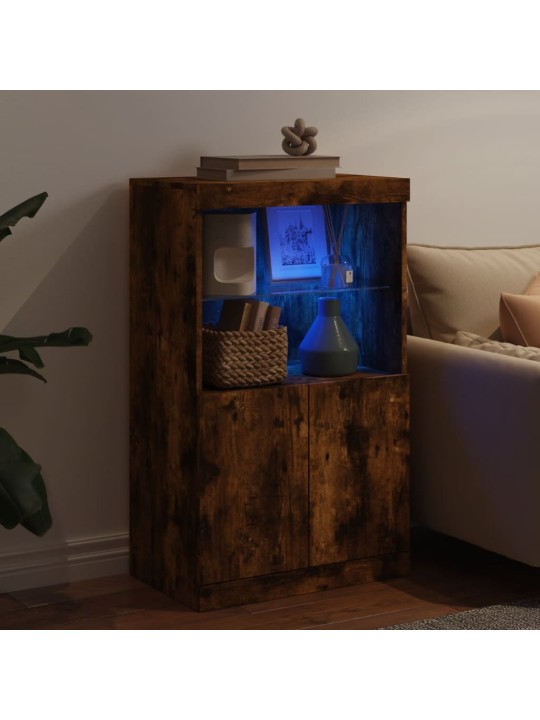 Kumode ar led lampiņām, ozolkoka krāsa, 60,5x37x100 cm