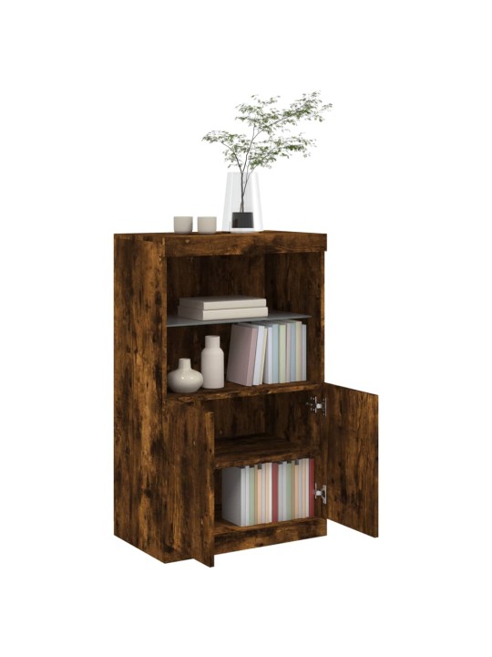 Kumode ar led lampiņām, ozolkoka krāsa, 60,5x37x100 cm