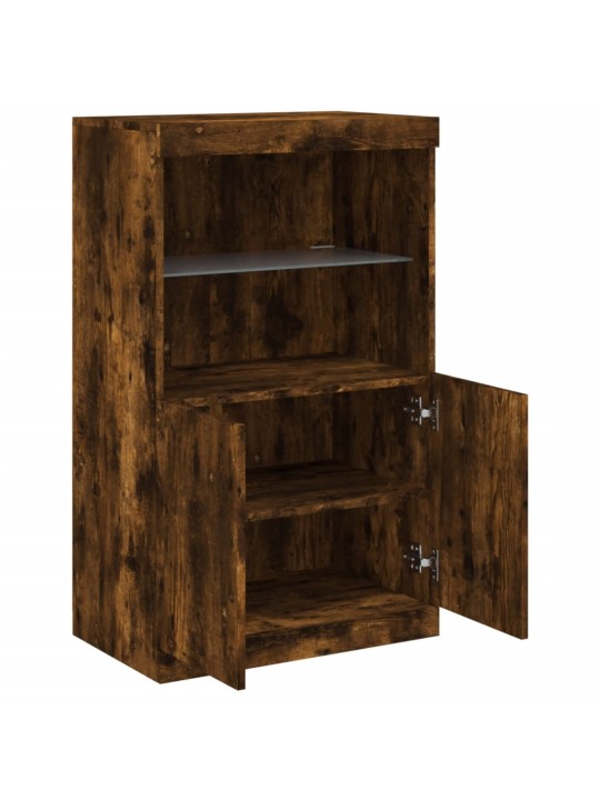 Kumode ar led lampiņām, ozolkoka krāsa, 60,5x37x100 cm