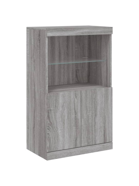 Kumode ar led lampiņām, pelēka ozolkoka krāsa, 60,5x37x100 cm
