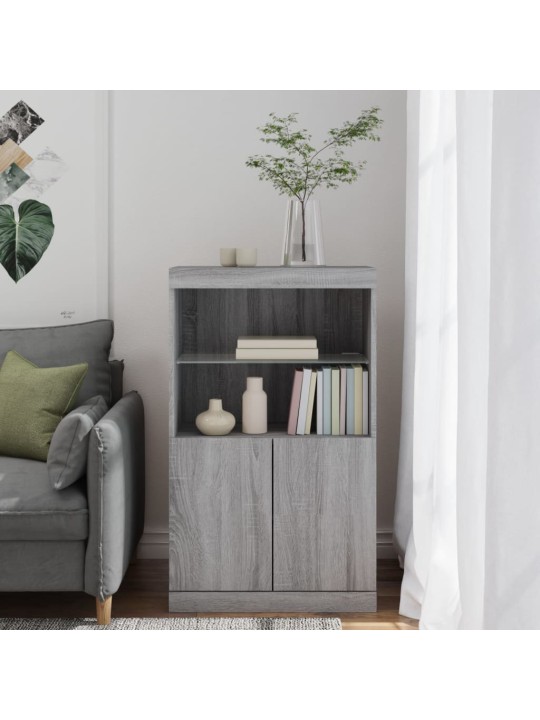 Kumode ar led lampiņām, pelēka ozolkoka krāsa, 60,5x37x100 cm